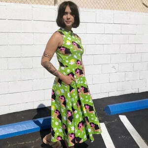 Nooworks Dahlia Dress Midi Green Checkered Ladies XS USA Sleeveless Pockets